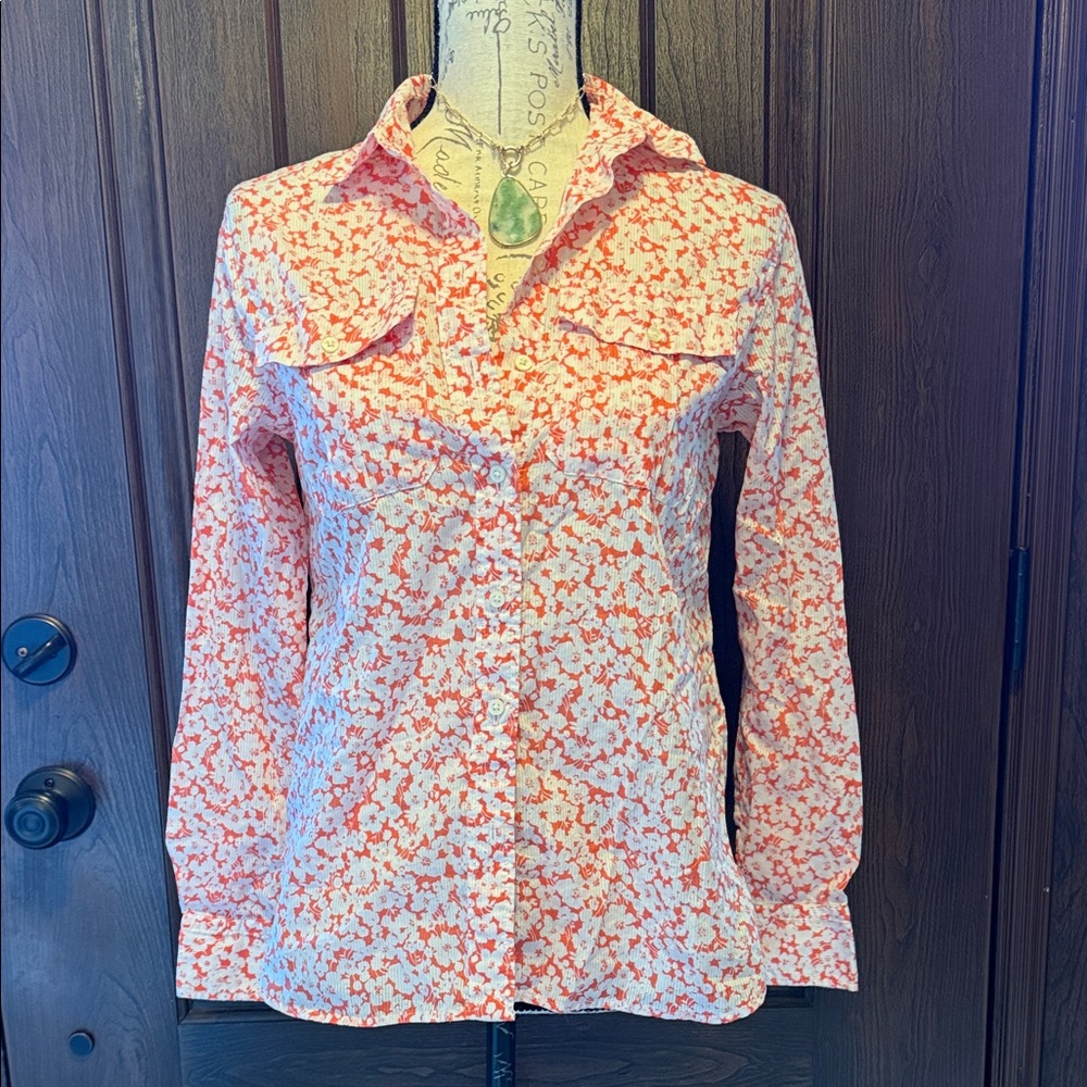 Ralph Lauren Orange and White Floral Button-Down Shirt PSP